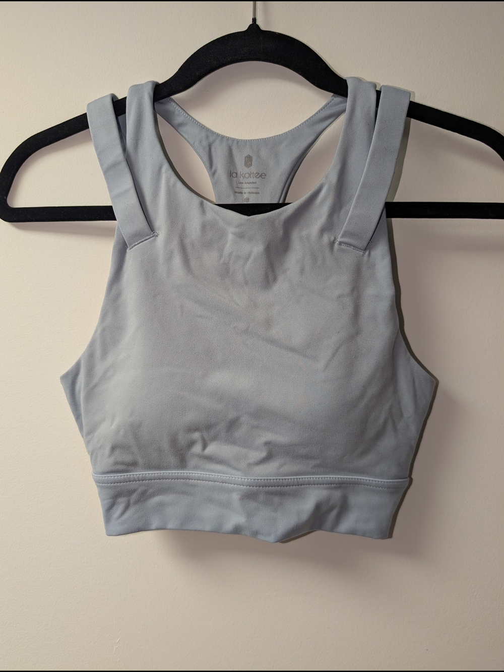Light Blue High-Neck Crop Sports Bra